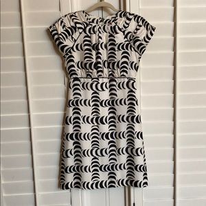 Tory Burch Silk Cream Black lined Dress 2 GUC